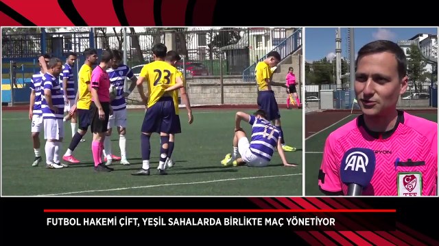Futbol hakemi çift, yeşil sahalarda birlikte maç yönetiyor