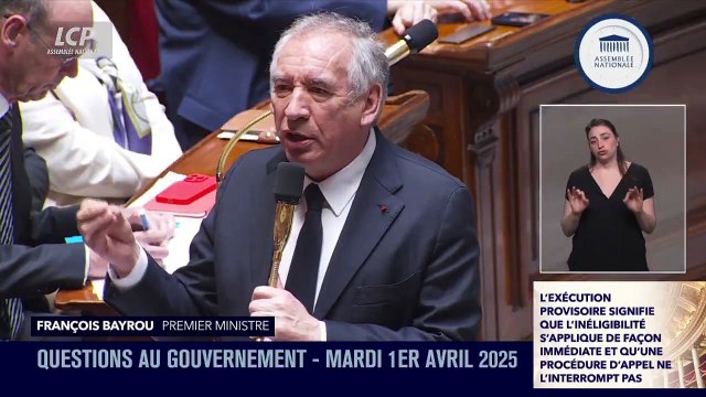 Interpellé à l'Assemblée Nationale, François Bayrou soutient inconditionnellement les magistrats et juge ne pas avoir le droit de critiquer leurs décisions