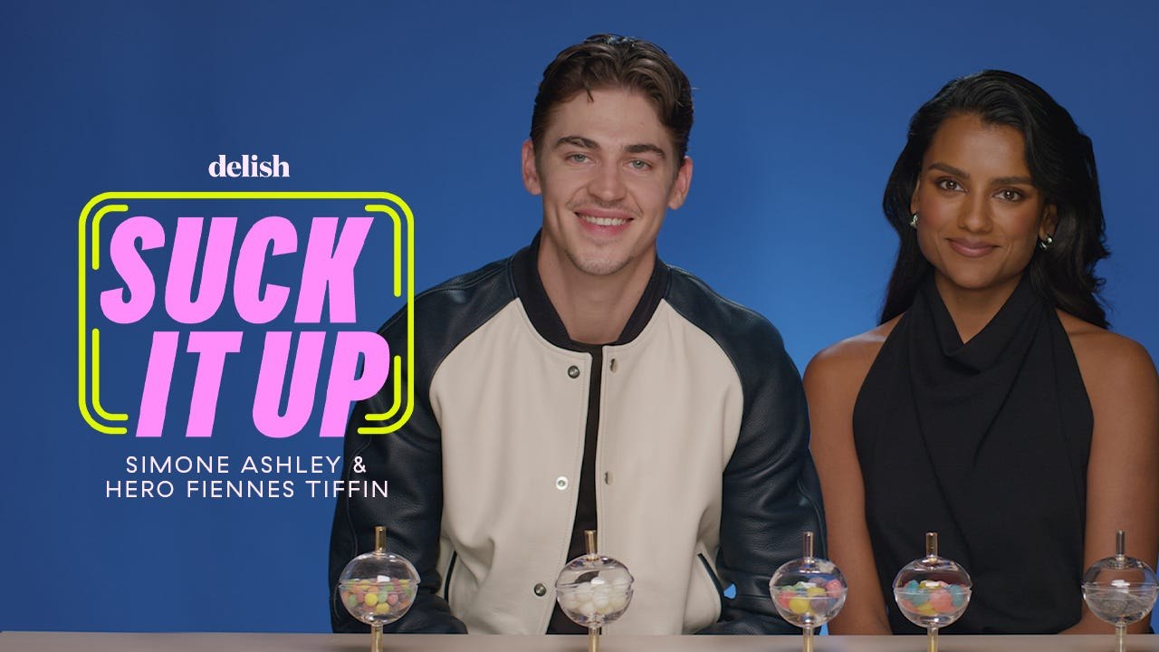 Hero Fiennes Tiffin & Simone Ashley Struggle With Sour Candies & Spilling Tea | Suck It Up | Delish