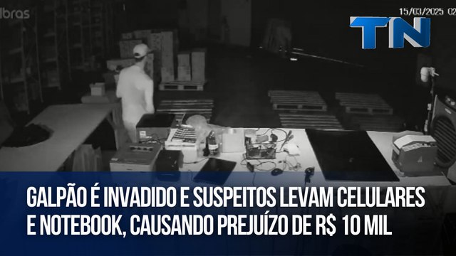Galpão é invadido e suspeitos levam celulares e notebook, causando prejuízo de R$ 10 mil