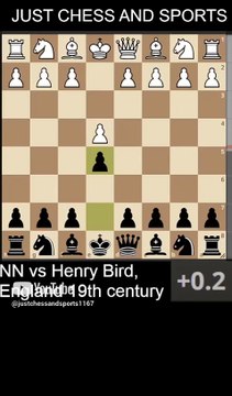 Henry Bird checkmates NN wiith a Bishop and a Knight