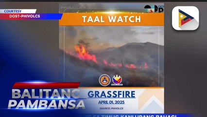 Grassfire sa timog-kanlurang bahagi ng Taal Volcano Island, patuloy ang pagkalat