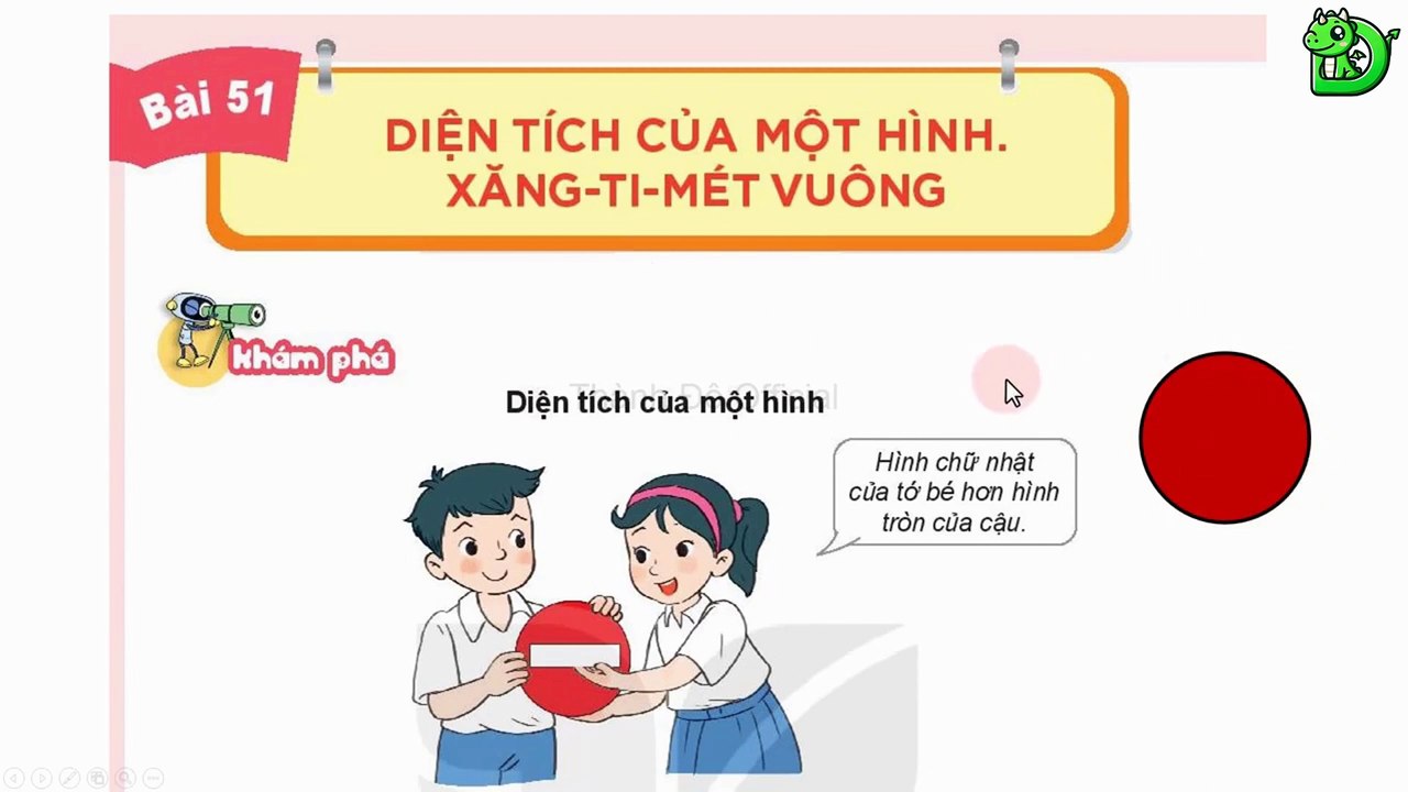 Toán lớp 3 - Bài 51  Diện tích của một hình. Xăng-ti-mét vuông || DINOTECH
