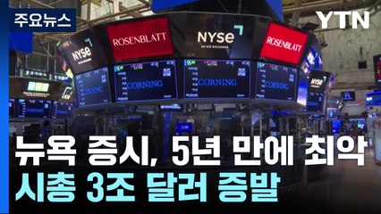 뉴욕 증시, 5년 만에 최악...시총 3조 달러 증발 / YTN