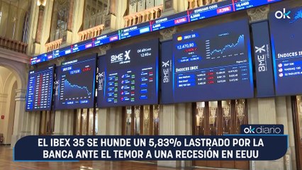 El Ibex 35 se hunde un 5,83% lastrado por la banca ante el temor a una recesión en EEUU