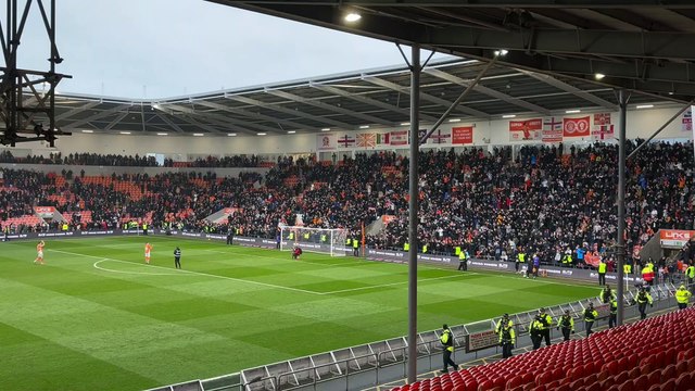 Blackpool fans celebrate victory over Bolton Wanderers
