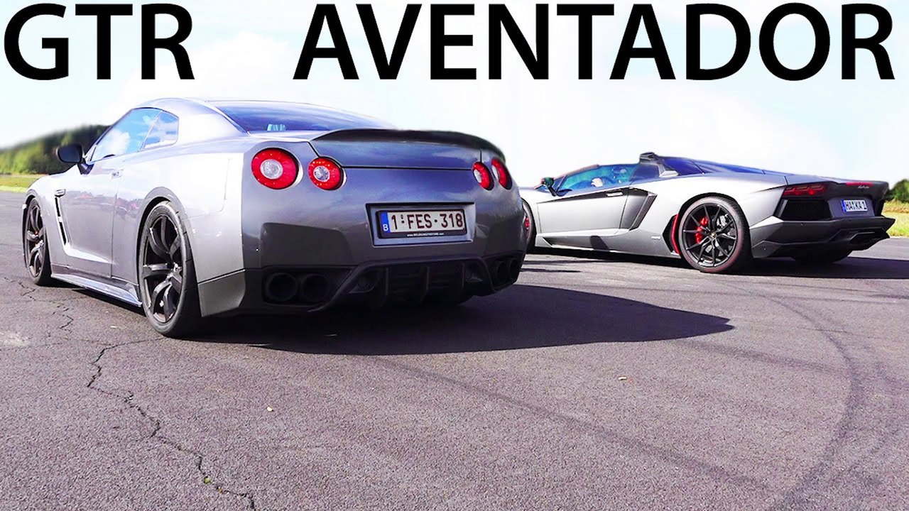 LAMBORGHINI AVENTADOR vs NISSAN GTR Drag Race V12 Sound 550Plus Club