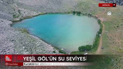 Antalya'da kuraklıktan etkilenen Antalya'daki Yeşil Göl'ün suyu çekildi