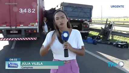 Batida entre caminhões provoca trânsito na Rodovia Dom Pedro