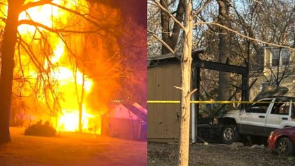 Massive explosion sends fireball into the sky following blaze in Kansas garage