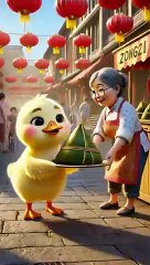 The Little Yellow Duck Cried When Its Rice Dumpling Was Snatched Away By The Fox_cartoon_cute_shorts(360P)