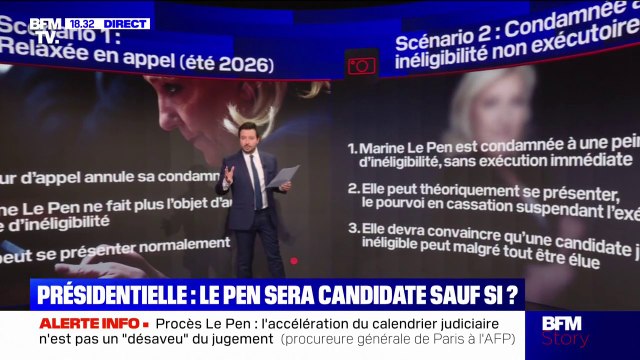 LES ÉCLAIREURS - Procès RN: les scénarios qui permettraient à Marine Le Pen d'être candidate en 2027