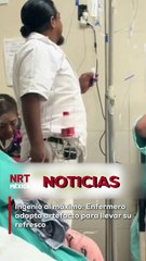 Un enfermero se hace viral por su creatividad al diseñar un artefacto para cargar su refresco en la cintura, mostrando un talento que muchos consideran digno de un ascenso.