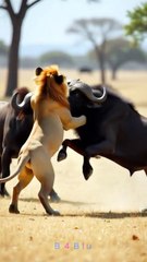 d-Lion Vs Pack of Buffalos Fight Great fight😱