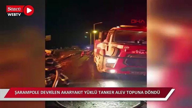 Osmaniye’de şarampole devrilen akaryakıt yüklü tanker alev topuna döndü