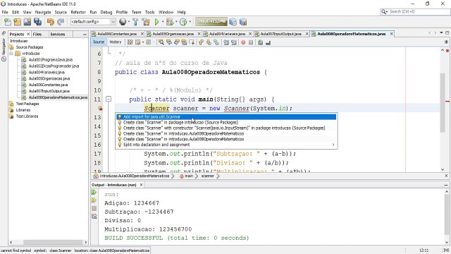 Curso de Java | Aula 009 - Como Usar Operadores Matemáticos (Soma e Módulos)