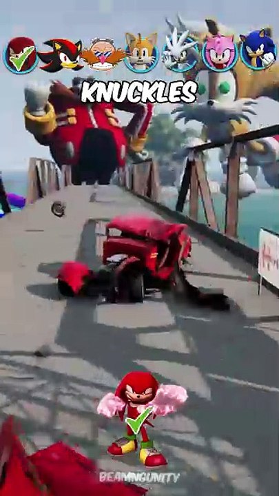 Sonic Car Jump Challenge with Knuckles , Shadow , Tails ,  Amy , Sonic #shorts #beamngdrive