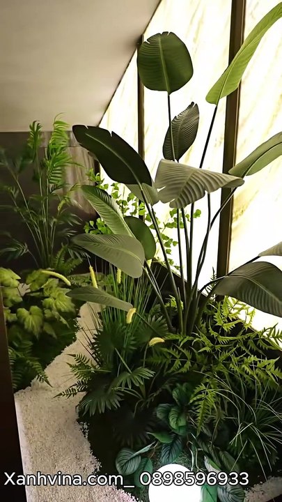 Tiểu cảnh cây giả khách sạn_ xanhvina