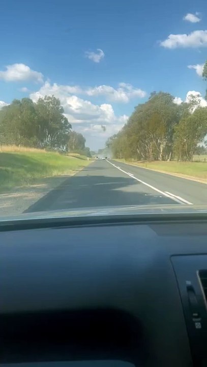 A car has sparked fires on Plunketts Road, between Wodonga and Barnawartha North, during an apparent police chase.