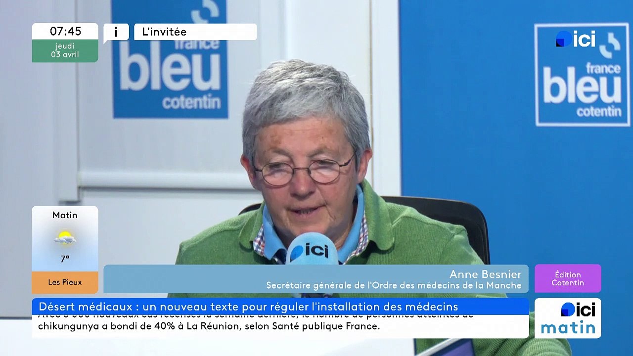 "La régulation de l'installation des médecins ne résoudra pas le problème" selon Anne Besnier (ordre des médecins de la Manche)