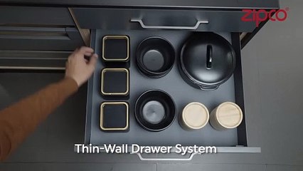 Zipco Thin-Wall Drawer System | Full extension with soft close | Load capacity: 35kg