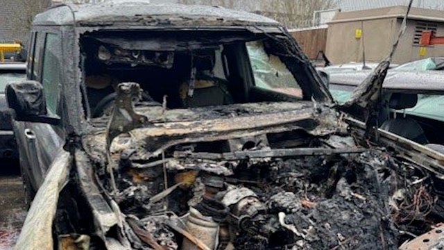 Land Rover burst into flames on country road terrifying family