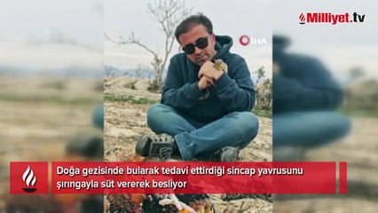 Donmak üzereyken kurtardı! Minik misafirini şırıngayla besliyor