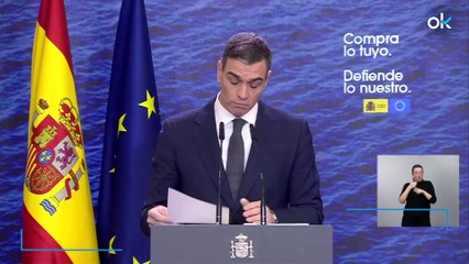 Propaganda de Sánchez en el acto contra los aranceles de Trump: "Nuestros valores no están en venta"