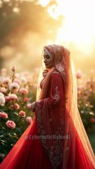 Red Hijab Girl | Decorative Bridal Look #ai #hijab #hijabstyle #hijabfashion #hijabi