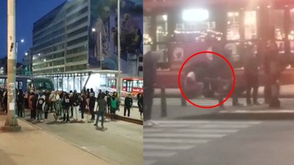 VIDEO | Indígenas pinchan llantas de buses en plena protesta y dejan sin transporte a miles en Bogotá