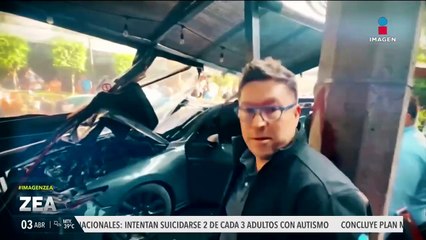 Auto es impactado y choca contra un restaurante en la Col. Cuauhtémoc, CDMX