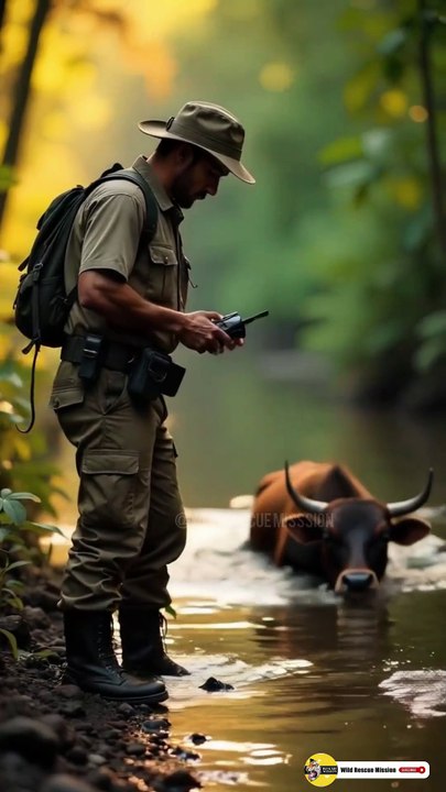 🌊🐄 Brave Rescuer Saves Cow Stuck in Raging River! 🦸‍♂️❤️