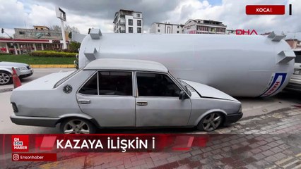 Kocaeli'de tırdan düşen gaz tankı, park halindeki otomobillere çarptı