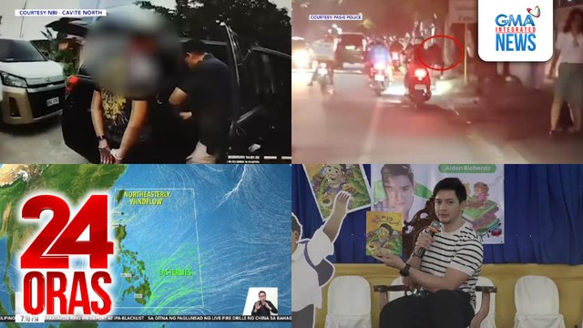 24 Oras: (Part 2) Lalaking nang-abuso umano sa 4-anyos niyang anak at 2 anak ng kanyang kinakasamang OFW, arestado; umano'y snatcher na naka-bisikleta, arestado matapos sumemplang sa bangketa; Alden Richards, sinorpresa ang ilang mag-aaral ng..., atbp.