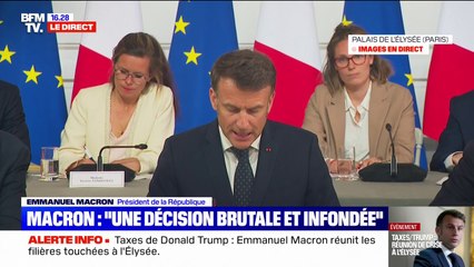 Annonces de Donald Trump: "L'économie américaine et les Américains en sortiront plus faibles et plus pauvres", affirme Emmanuel Macron