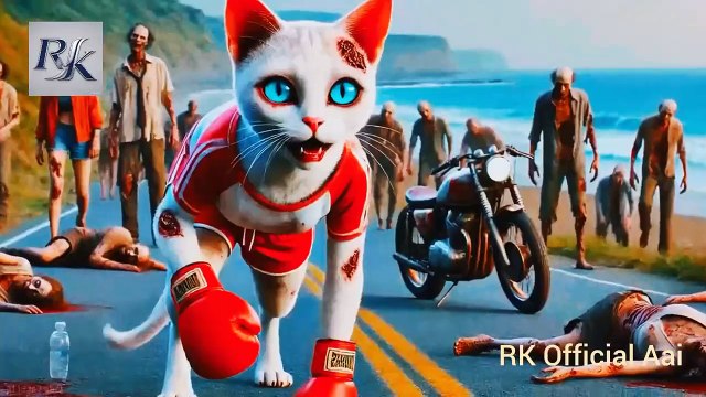 Cute kitten, his mommy cat and evil cat is bothering kitten, AI generated _ Scary