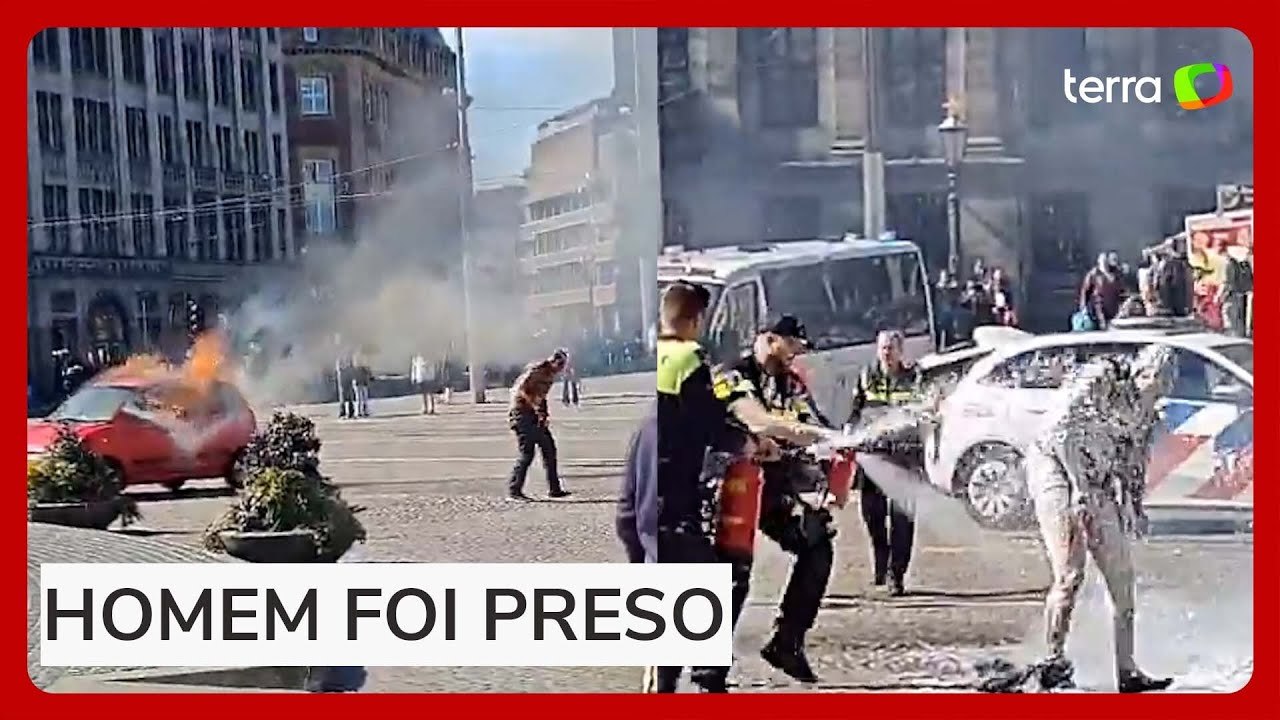 Motorista sai em chamas após carro pegar fogo em Amsterdã; homem foi preso