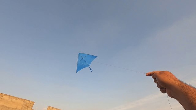 Delta kite Making) with plastic bag and kite flying test - how to tie kite