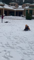 Enjoying snow in murree