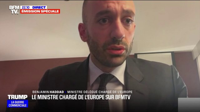 Droits de douane américains: Il faut défendre nos intérêts de façon ferme et unie au niveau européen , rappelle Benjamin Haddad, ministre délégué chargé de l'Europe