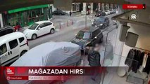 İstanbul Kadıköy'de mağazadan hırsızlık güvenlik kamerasında