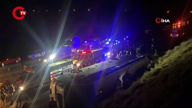 Çankırı'da işçileri taşıyan otobüs devrildi: Çok sayıda yaralı var!