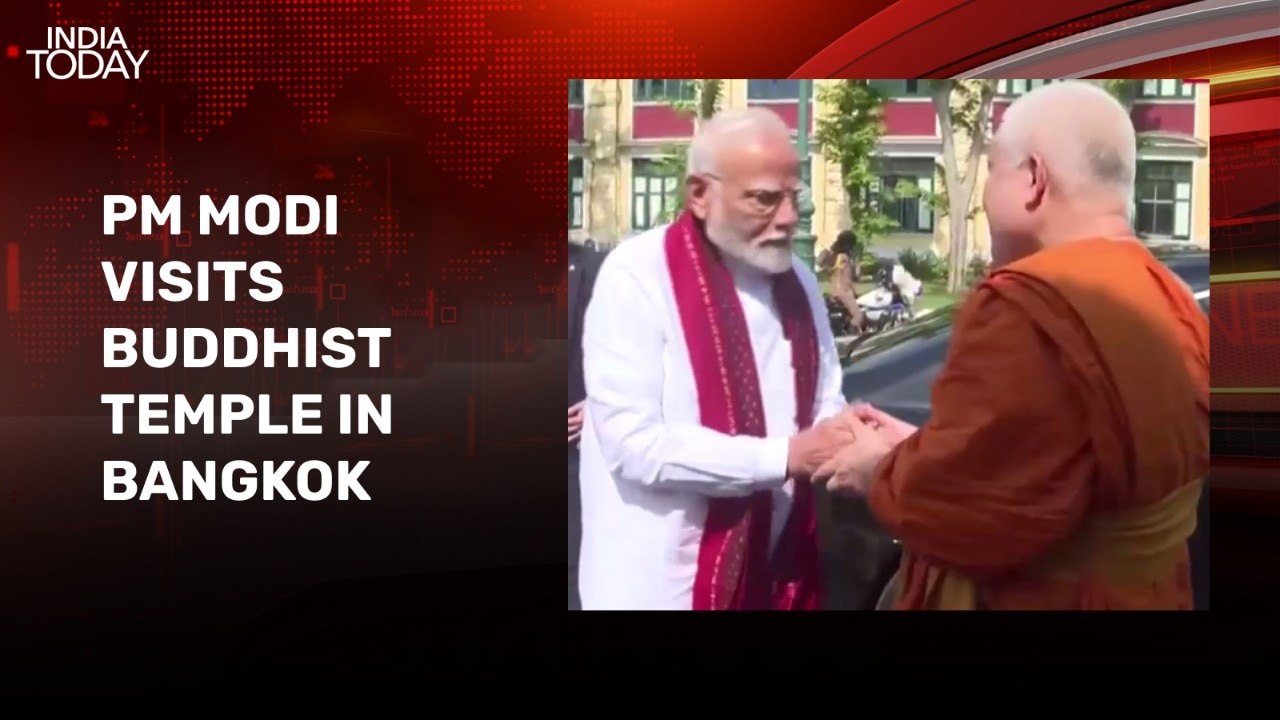 PM Modi visits Buddhist temple in Bangkok, interacts with monks