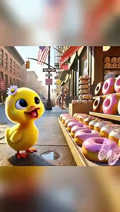 The Little Yellow Duck Bought The Donuts And Was Very Happy_cartoon _cute _duckling _shorts(360P)