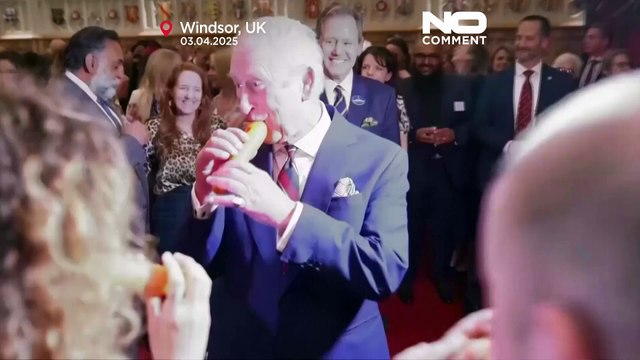 King Charles plays carrot recorder with London Vegetable Orchestra