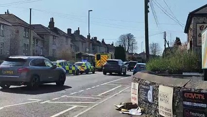 Traffic is still moving slowly on the A367 Wells Road in Radstock, but drivers are being advised to avoid the area while emergency services remain at the scene.