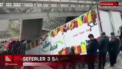 Afyonkarahisar'da kaza yapıp tren yoluna düşen tır seferleri aksattı