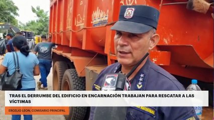 1 Tras el derrumbe del edificio en Encarnación trabajan para rescatar a las víctimas