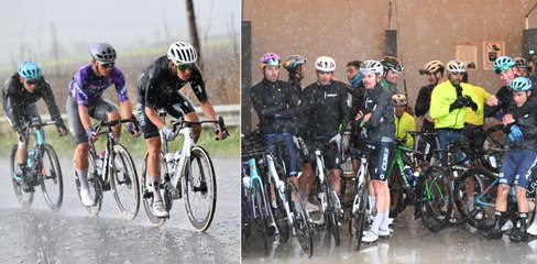 Cycling - Tour of Hellas 2025 - Riders hiding from flood and hail in cafes and car wash... Stage 3 cancelled due to bad weather conditions