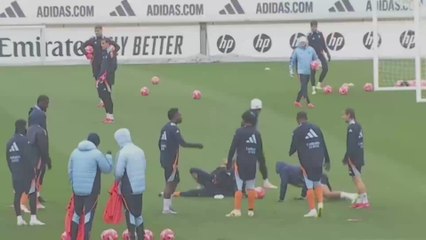 Mbappé and Bellingham mock Vinicius and Endrick in Real Madrid training